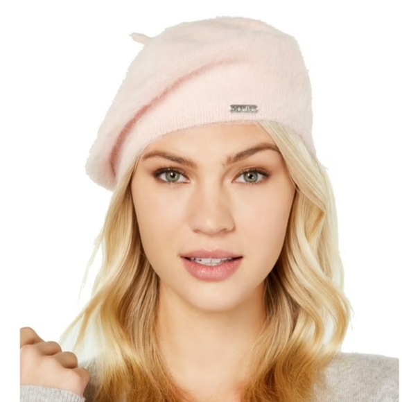 Calvin Klein Pink Angora Blend Beret Hat - Picture 1 of 7